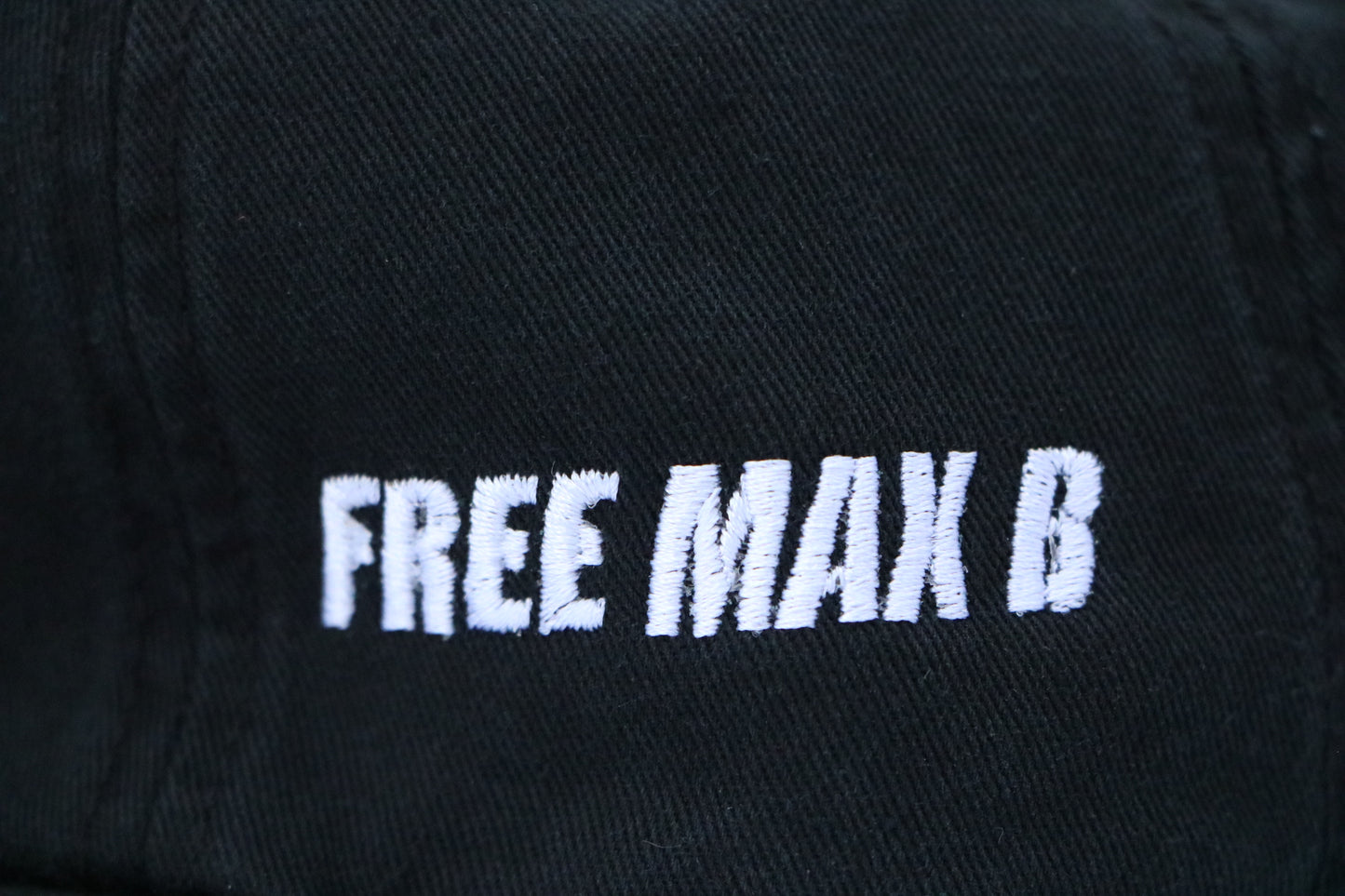 Unisex V4NY Bold Italic Embroidered Strapback Free Max B Black Hat Close Up Side