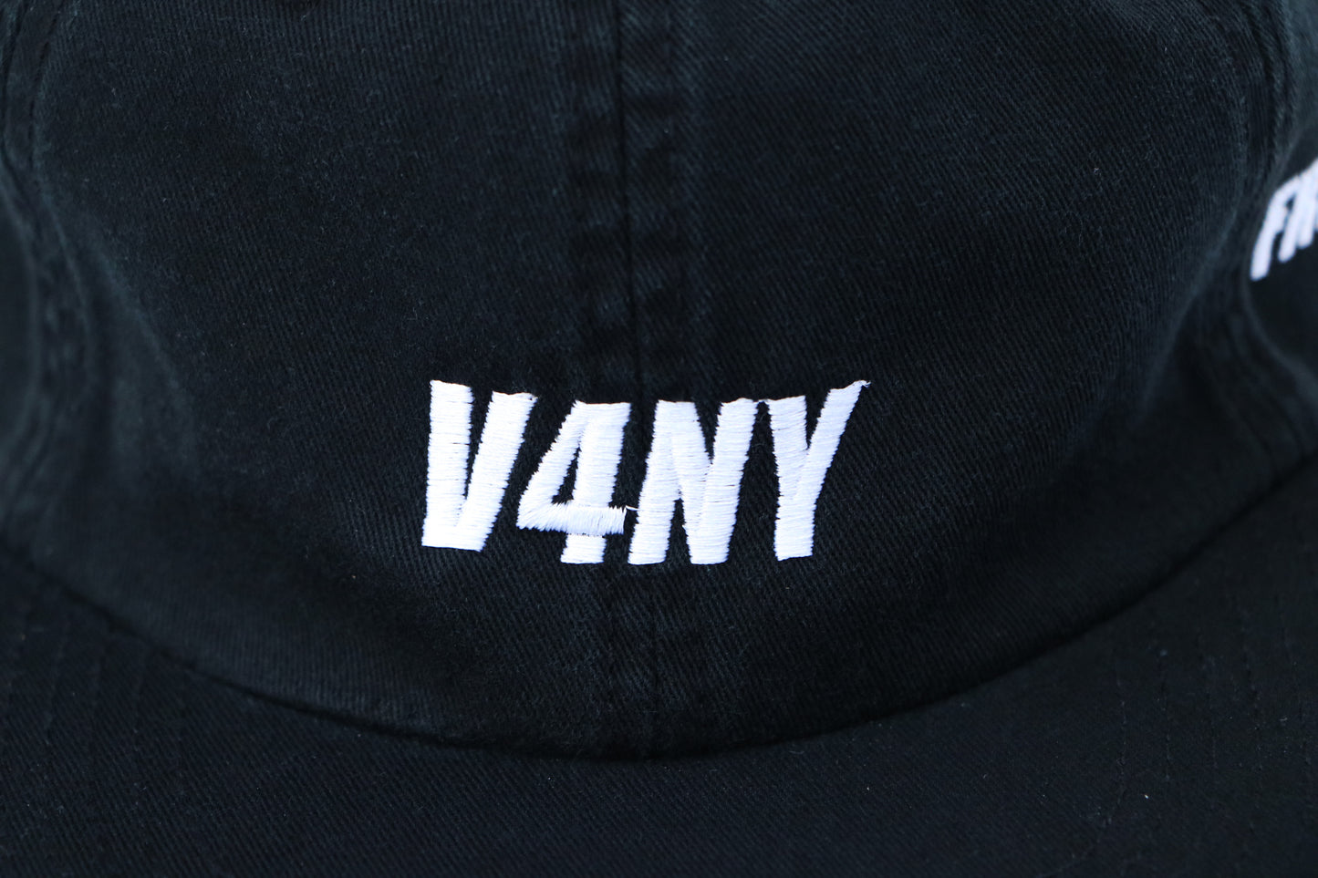 Unisex V4NY Bold Italic Embroidered Strapback Free Max B Black Hat Close Up