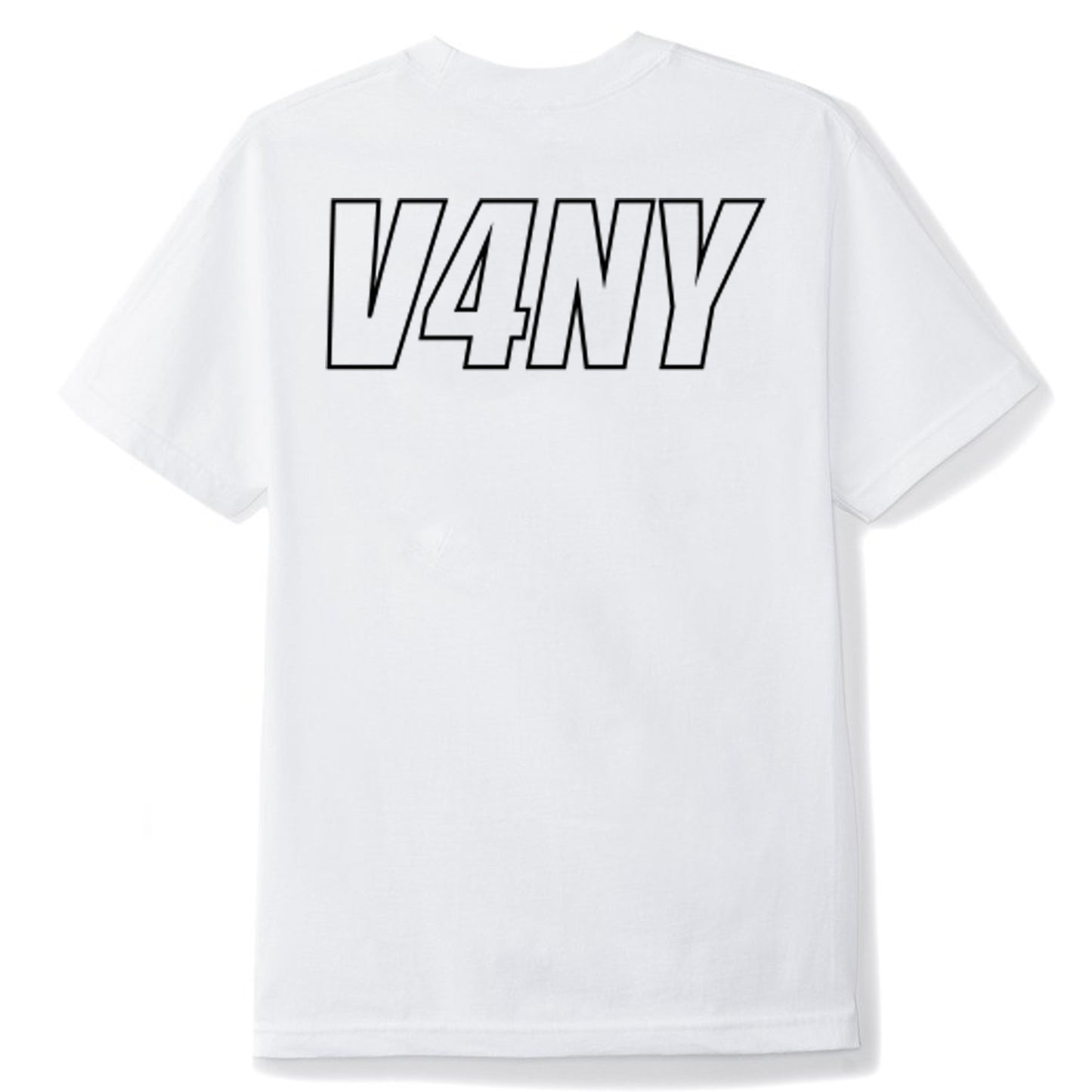 Unisex White T-Shirt V4NY Outline Graphic