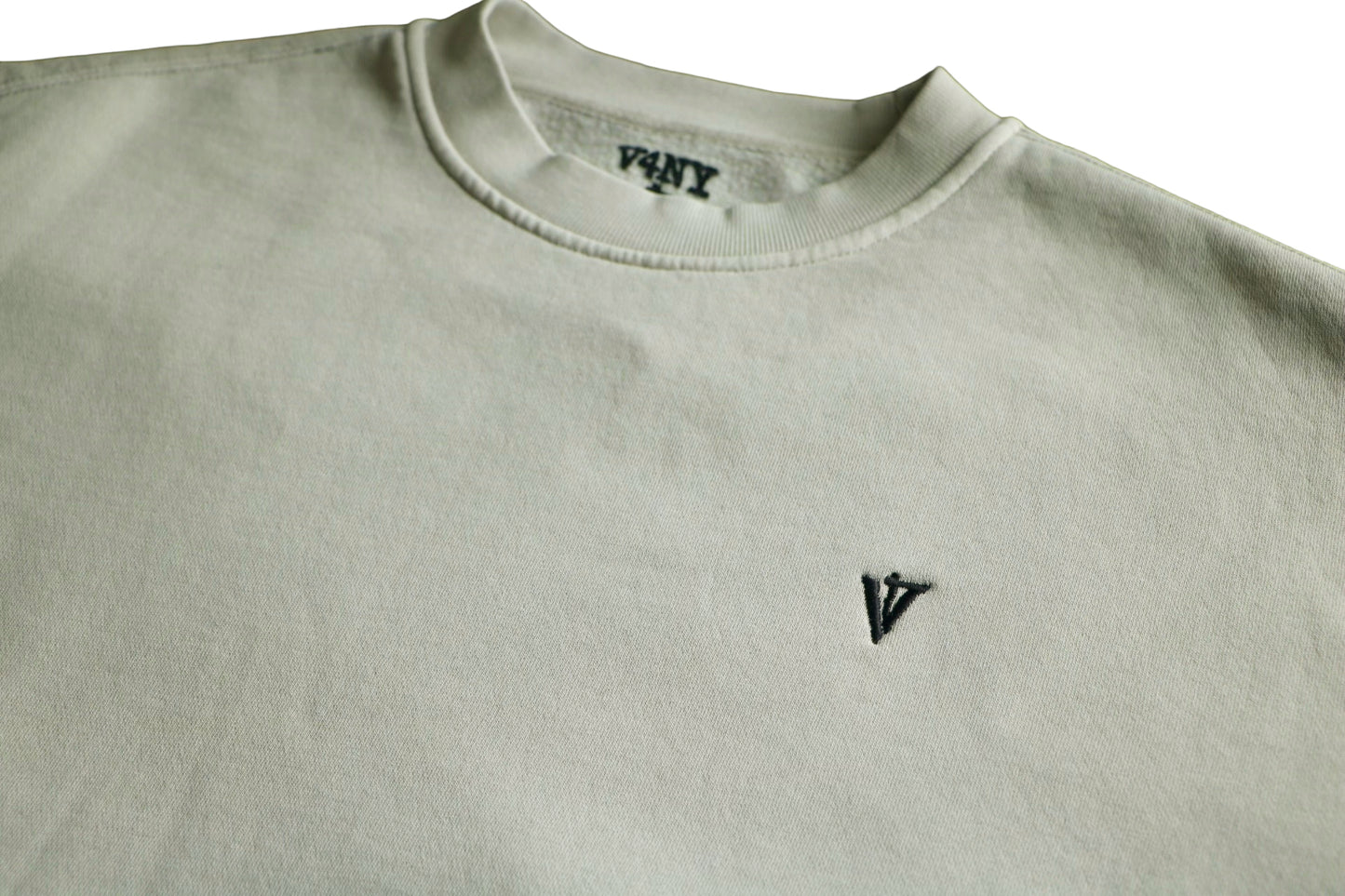 Bone White V4 Trademark Crewneck Embroidery Streetwear