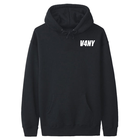 Unisex V4 Buy Sell Straight To Hell Graphic Black Hoodie Front V4NY Graphic