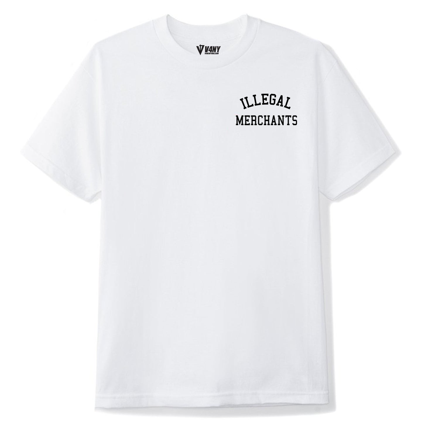 Unisex White T-Shirt V4NY Illegal Merchants Graphic