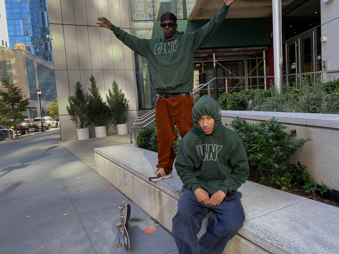 V4NY skate crew filming VNS skate video in New York City streets
