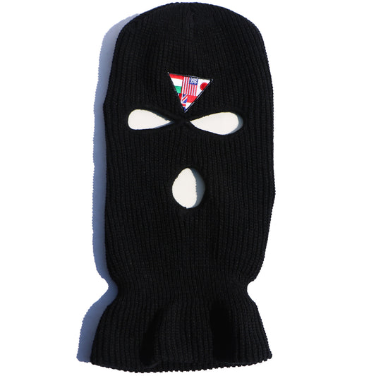 Unisex V4 Ski Mask in Black with Smugglers United Flags Patch 