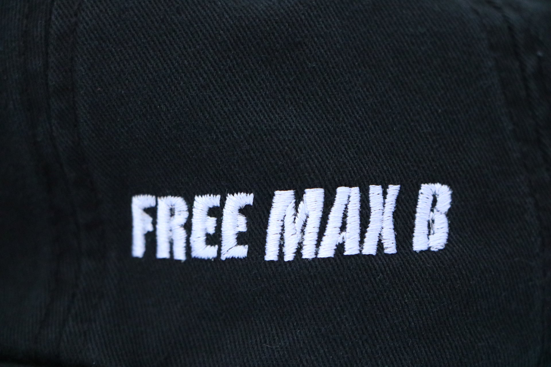 Unisex V4NY Bold Italic Embroidered Strapback Free Max B Black Hat Close Up Side