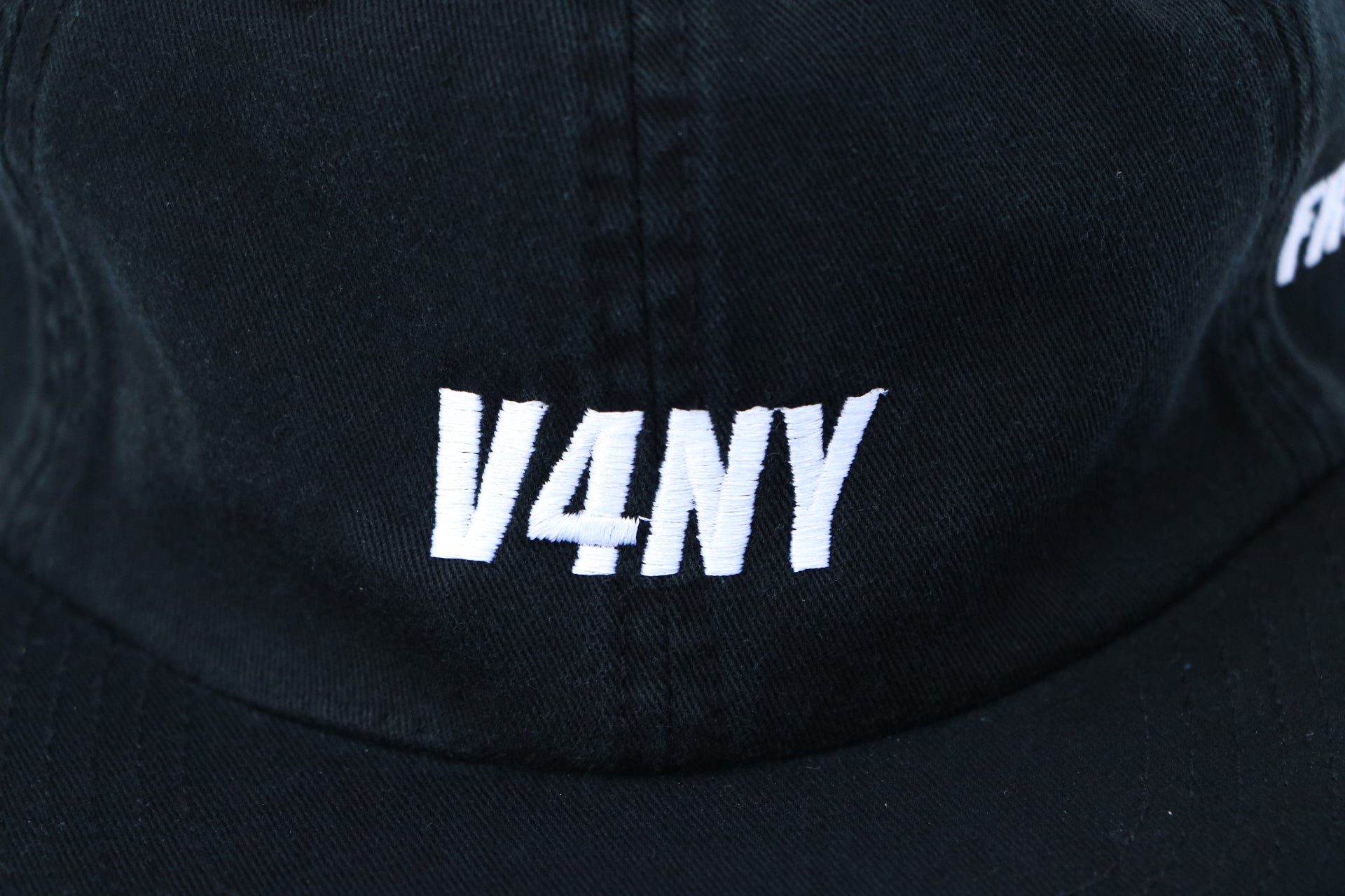 Unisex V4NY Bold Italic Embroidered Strapback Free Max B Black Hat Close Up