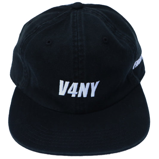 Unisex V4NY Bold Italic Embroidered Strapback Free Max B Black Hat Front