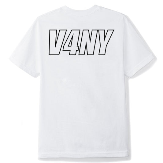 Unisex White T-Shirt V4NY Outline Graphic
