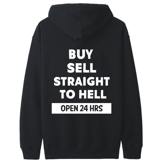 Unisex V4 Buy Sell Straight To Hell Graphic Black Hoodie