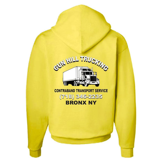 Unisex V4 Gun Hill Trucking Graphic Yellow Hoodie
