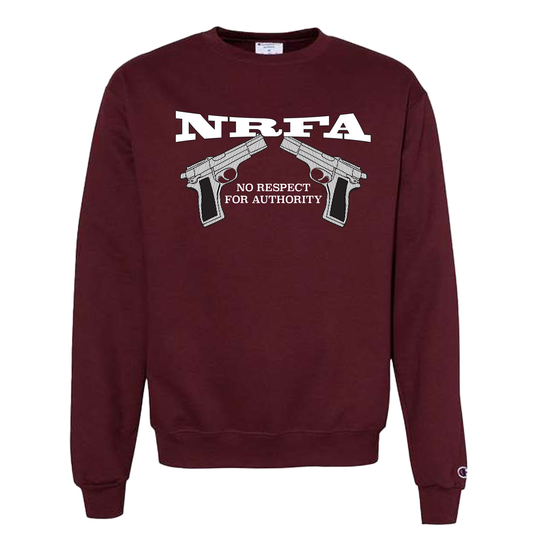 Unisex V4 NRFA No Respect For Authority Burgandy Crew Neck Sweater 