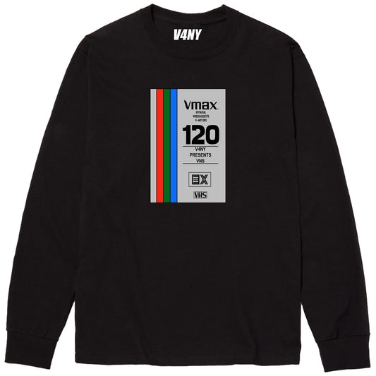 Unisex V4NY VNS Skateboard Video Box Cover Graphic Black Long Sleeve Shirt